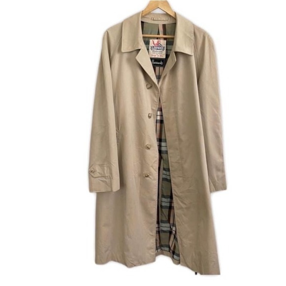 Retro Vintage 80s Leeford for Harrods Trench Coat Size ~S/M